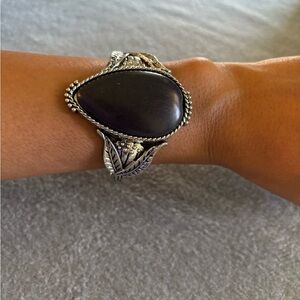 Paparazzi Silver Bracelet with Black Stone